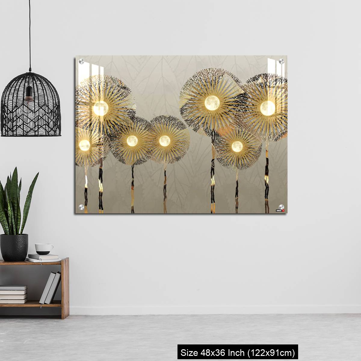 OMGs Acrylic Wall Decor – Golden silhouettes dandelion in light background - Image 6