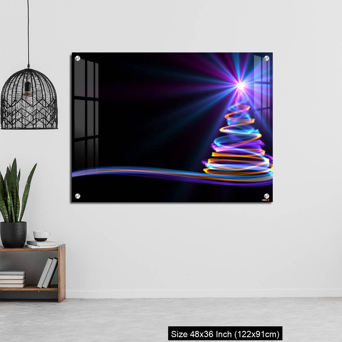 OMGs Acrylic Wall Decor – Christmas Tree From Yellow, Blue And Purple Neon Streaks - Image 6