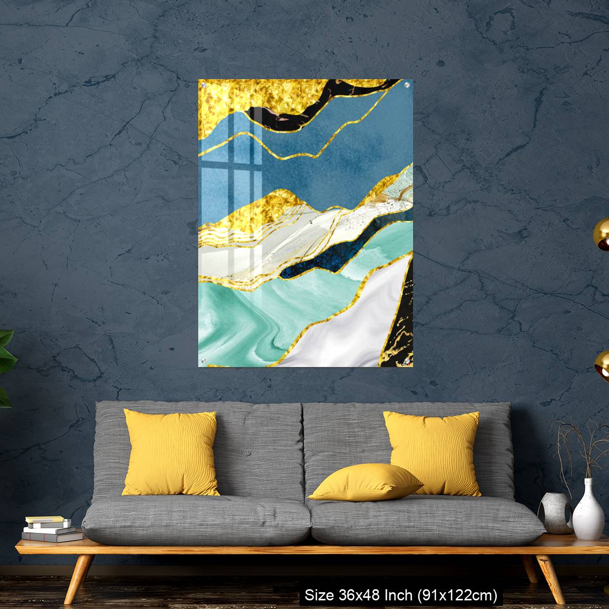 OMGs Acrylic Wall Decor – Golden, blue, turquoise, black, gray, white and gray background - Image 7