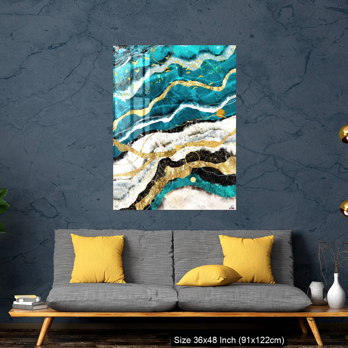 OMGs Acrylic Wall Decor – Resin geode and abstract art, functional art, like watercolor geode painting . golden and gray marble background - Image 7