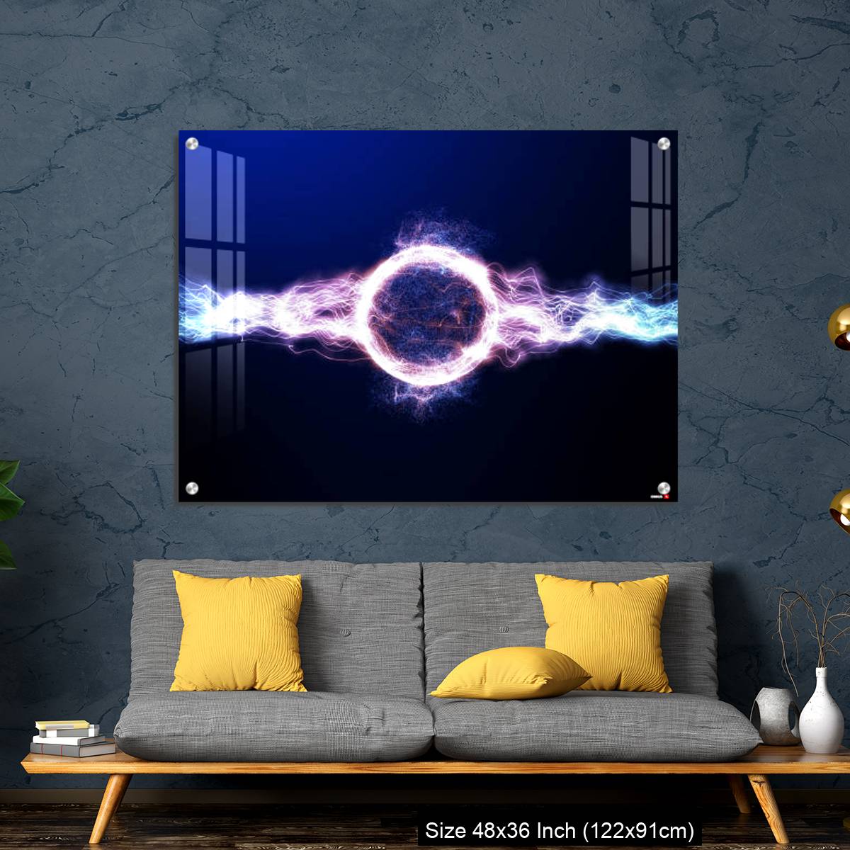 OMGs Acrylic Wall Decor – Global smart world thunder neon color light with ray light shining in space - Image 7