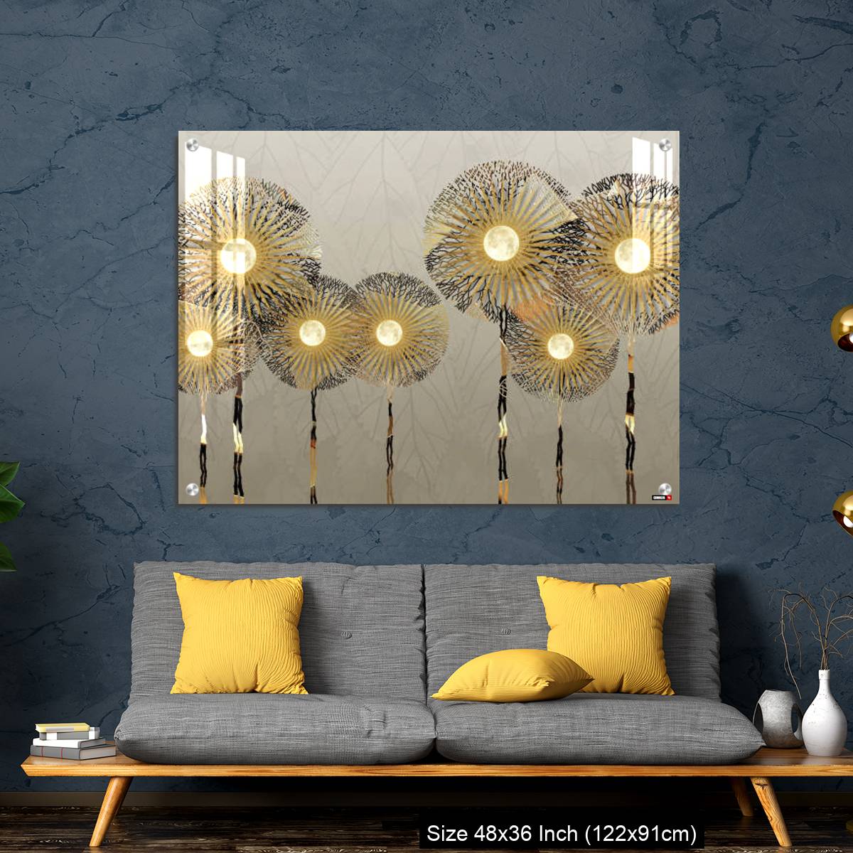 OMGs Acrylic Wall Decor – Golden silhouettes dandelion in light background - Image 7