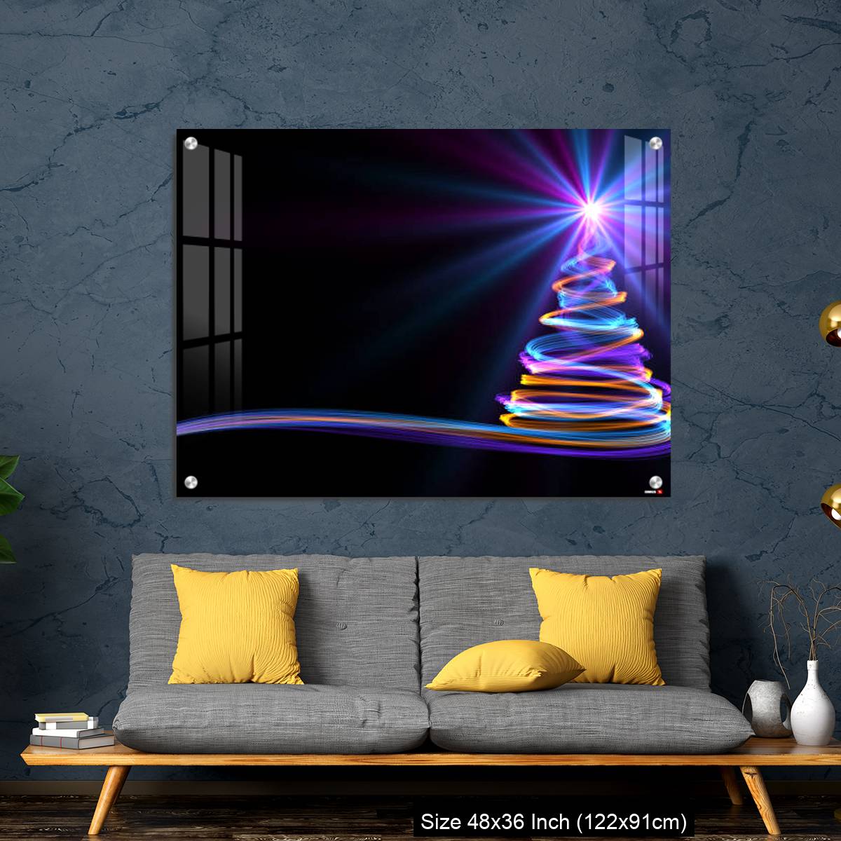 OMGs Acrylic Wall Decor – Christmas Tree From Yellow, Blue And Purple Neon Streaks - Image 7