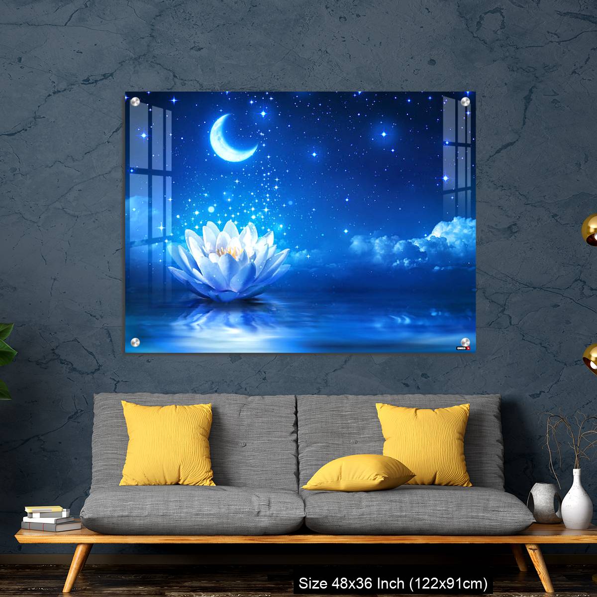 OMGs Acrylic Wall Decor – fairytale and magic blue background  - lily and moon - Image 7