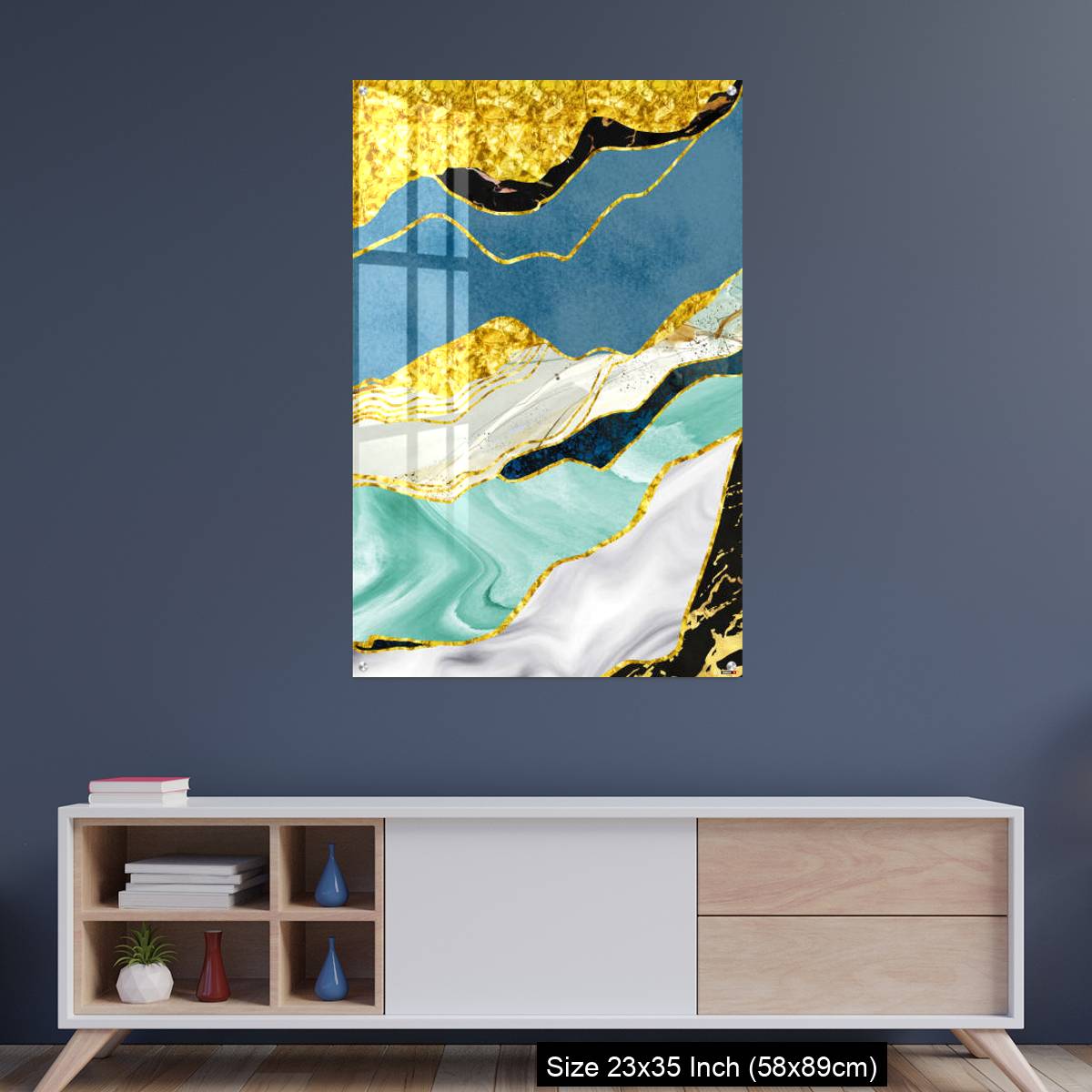 OMGs Acrylic Wall Decor – Golden, blue, turquoise, black, gray, white and gray background - Image 8