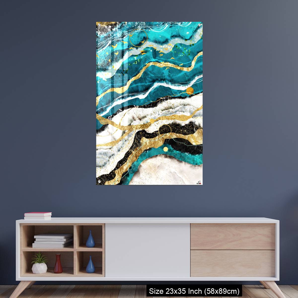 OMGs Acrylic Wall Decor – Resin geode and abstract art, functional art, like watercolor geode painting . golden and gray marble background - Image 8