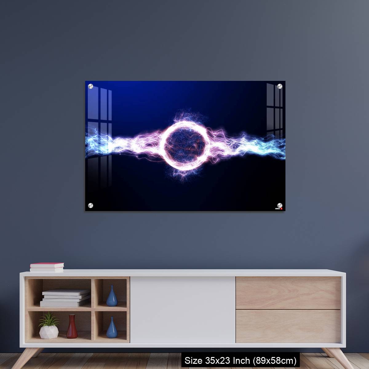 OMGs Acrylic Wall Decor – Global smart world thunder neon color light with ray light shining in space - Image 8