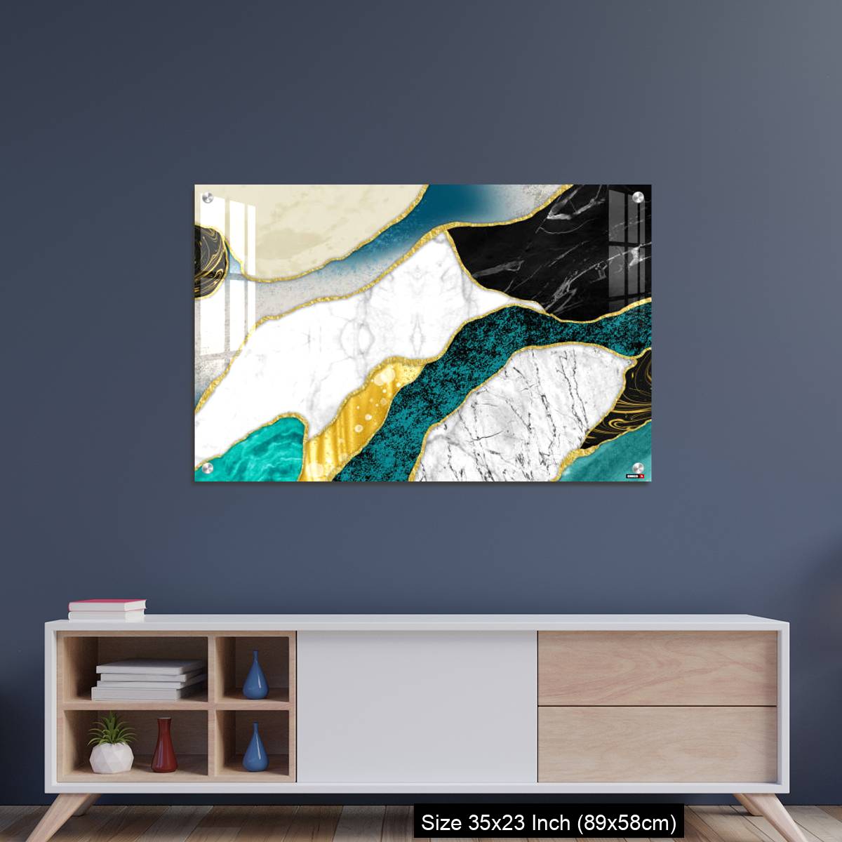 OMGs Acrylic Wall Decor – Resin geode and abstract art, functional art, like watercolor geode painting. golden, blue, turquoise, black, gray, white and gray background - Image 8