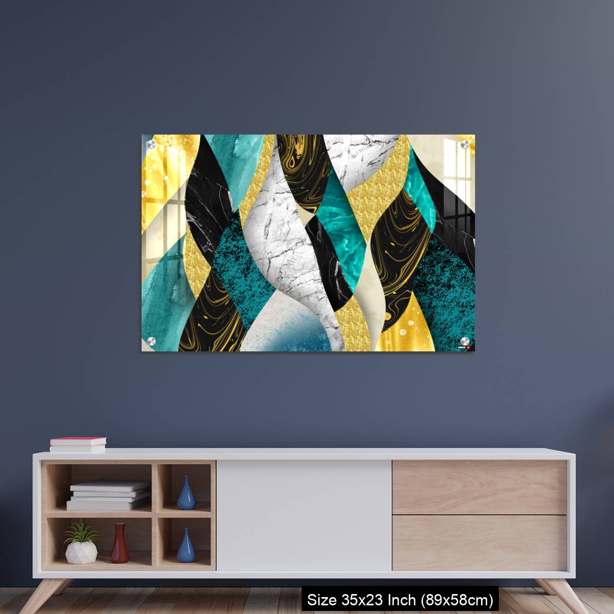 OMGs Acrylic Wall Decor – Golden, blue, turquoise, black, gray, white and gray marble background - Image 8