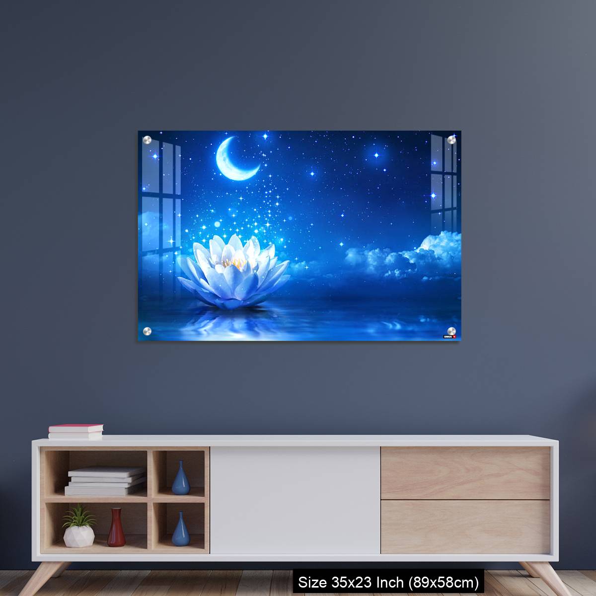 OMGs Acrylic Wall Decor – fairytale and magic blue background  - lily and moon - Image 8