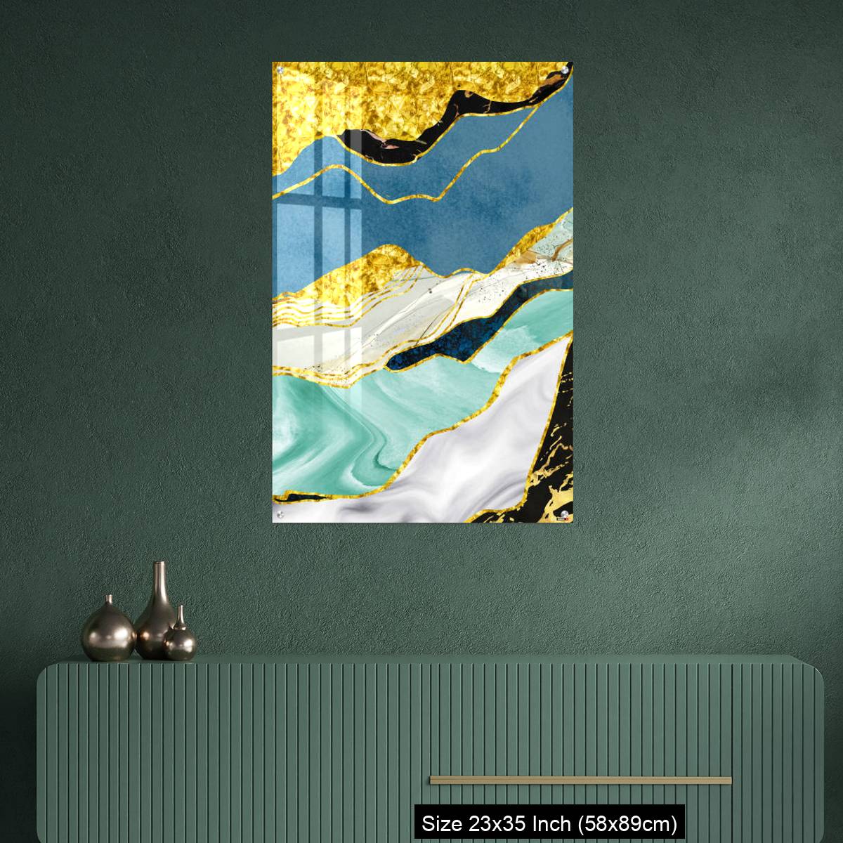 OMGs Acrylic Wall Decor – Golden, blue, turquoise, black, gray, white and gray background - Image 9