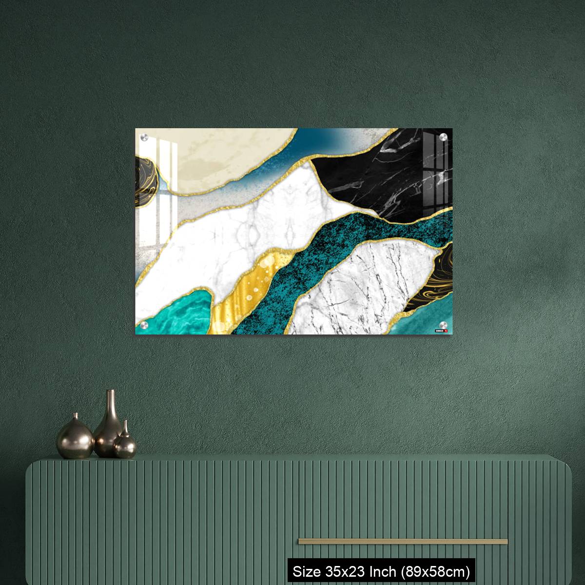 OMGs Acrylic Wall Decor – Resin geode and abstract art, functional art, like watercolor geode painting. golden, blue, turquoise, black, gray, white and gray background - Image 9