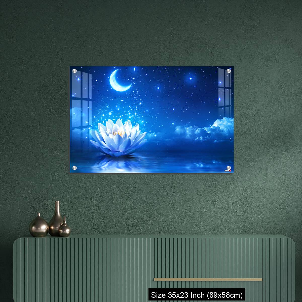 OMGs Acrylic Wall Decor – fairytale and magic blue background  - lily and moon - Image 9