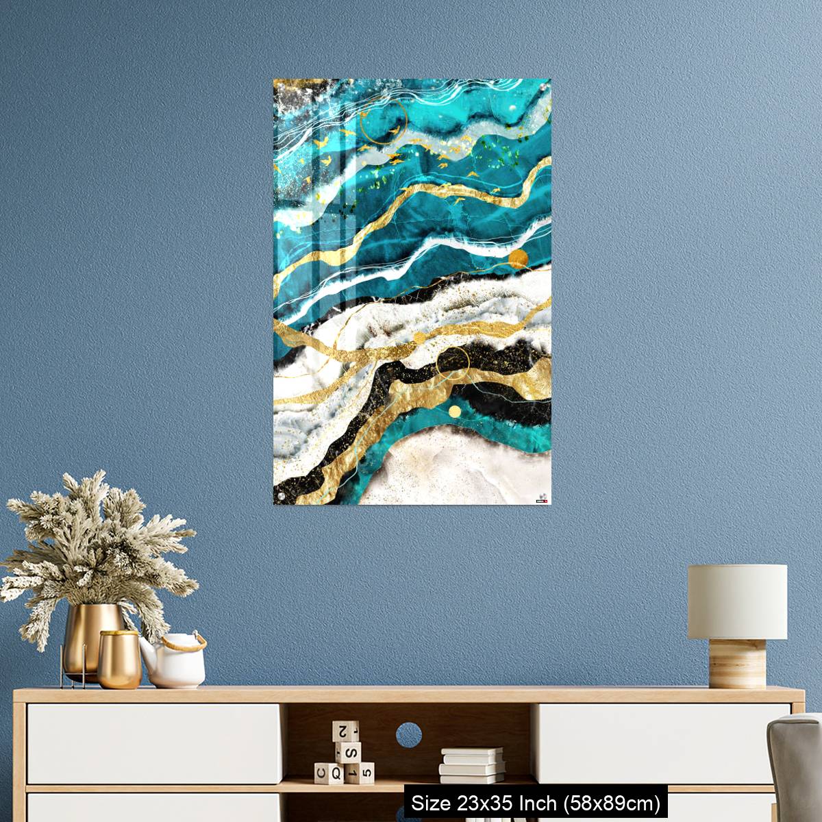 OMGs Acrylic Wall Decor – Resin geode and abstract art, functional art, like watercolor geode painting . golden and gray marble background - Image 10