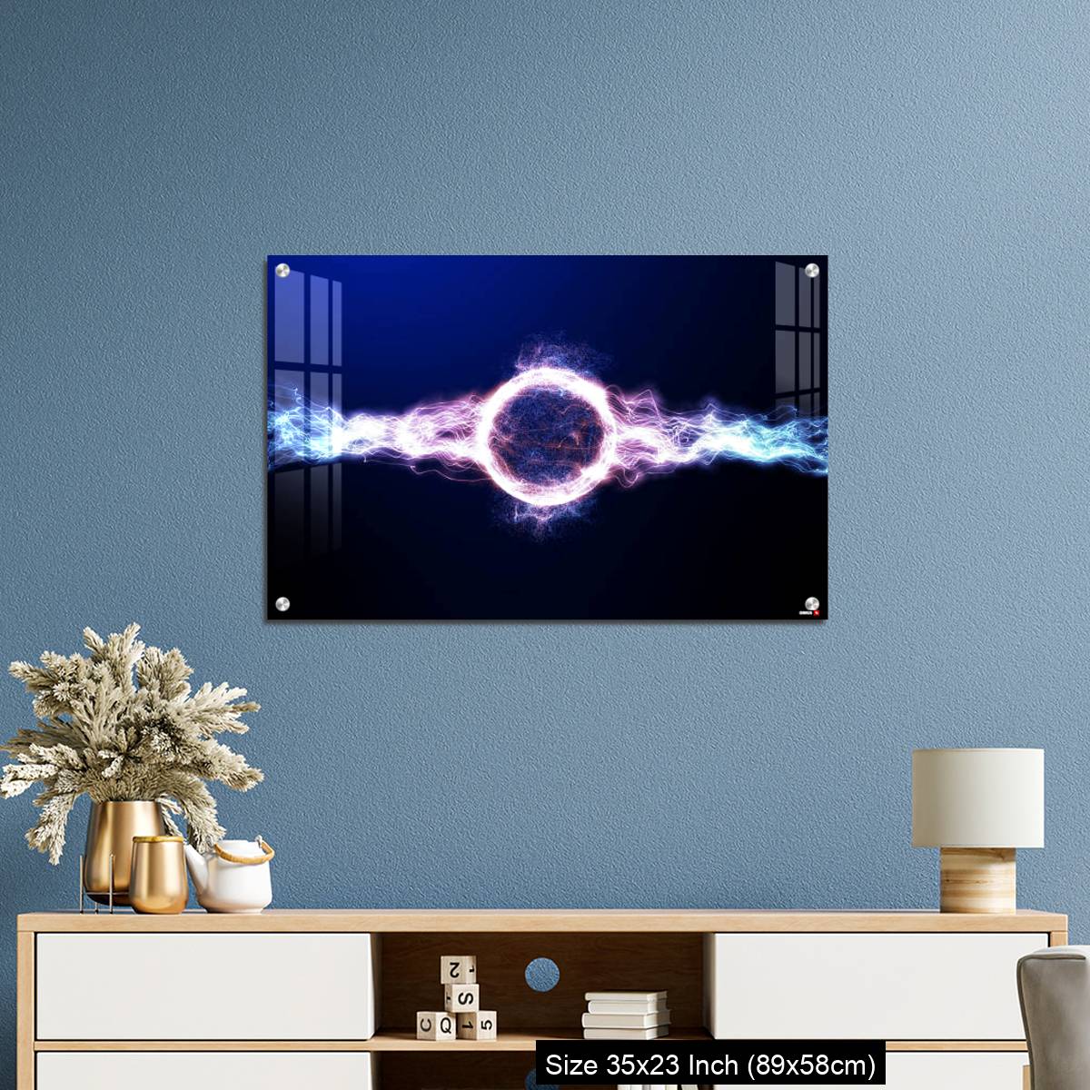 OMGs Acrylic Wall Decor – Global smart world thunder neon color light with ray light shining in space - Image 10