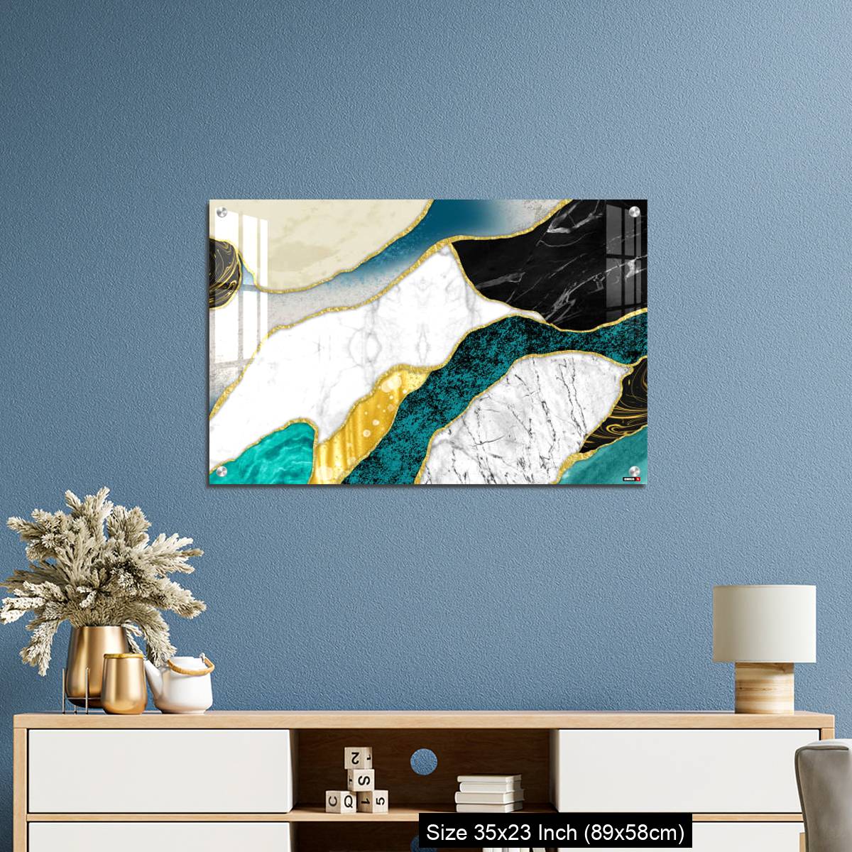 OMGs Acrylic Wall Decor – Resin geode and abstract art, functional art, like watercolor geode painting. golden, blue, turquoise, black, gray, white and gray background - Image 10