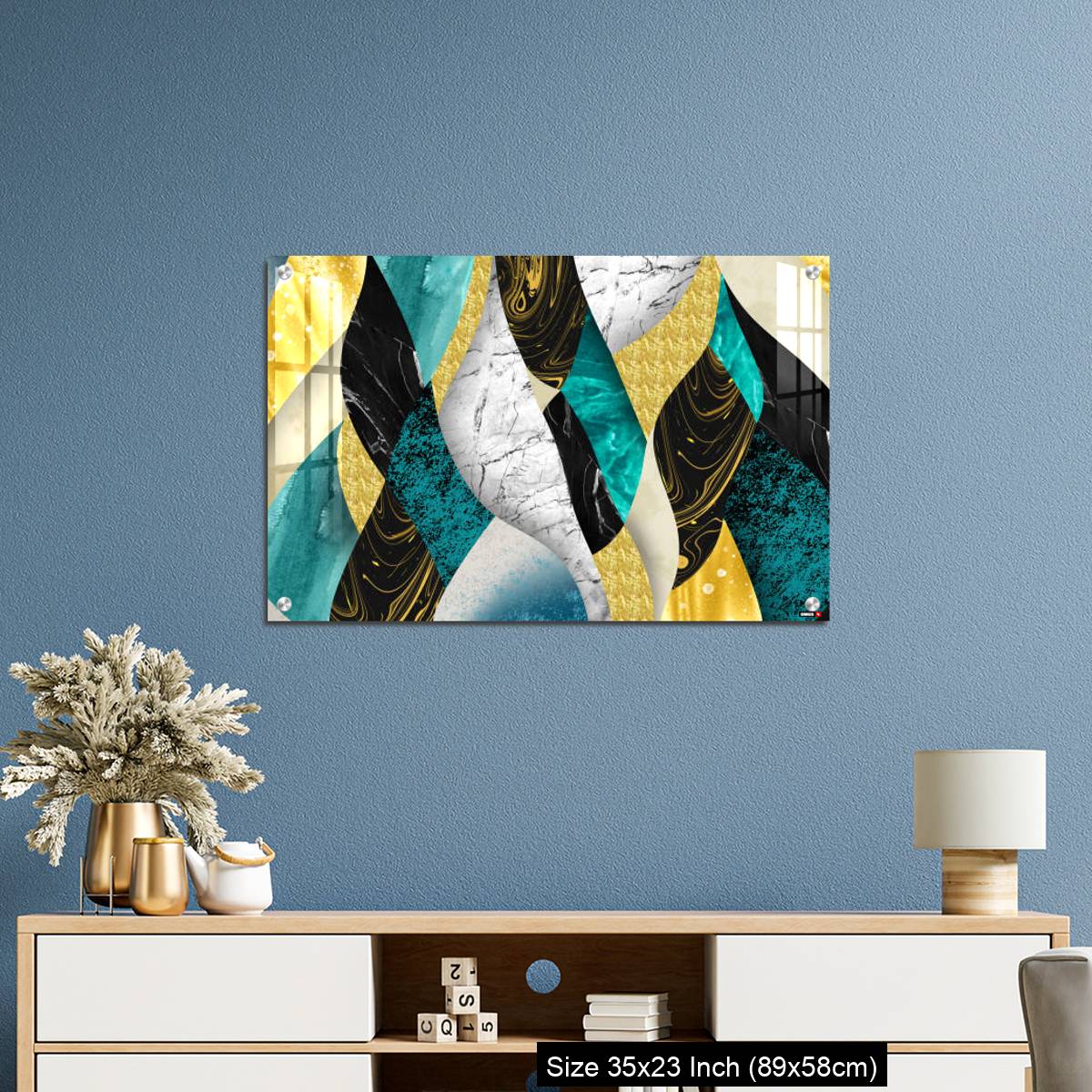 OMGs Acrylic Wall Decor – Golden, blue, turquoise, black, gray, white and gray marble background - Image 10