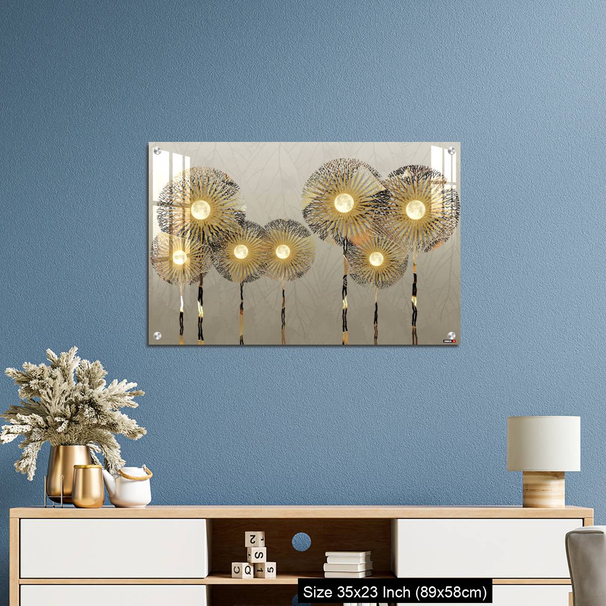 OMGs Acrylic Wall Decor – Golden silhouettes dandelion in light background - Image 10