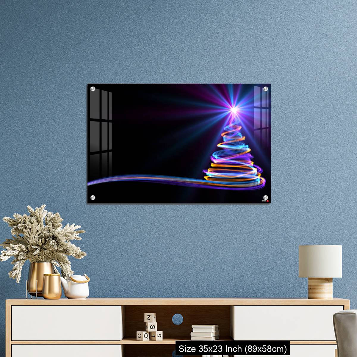 OMGs Acrylic Wall Decor – Christmas Tree From Yellow, Blue And Purple Neon Streaks - Image 10