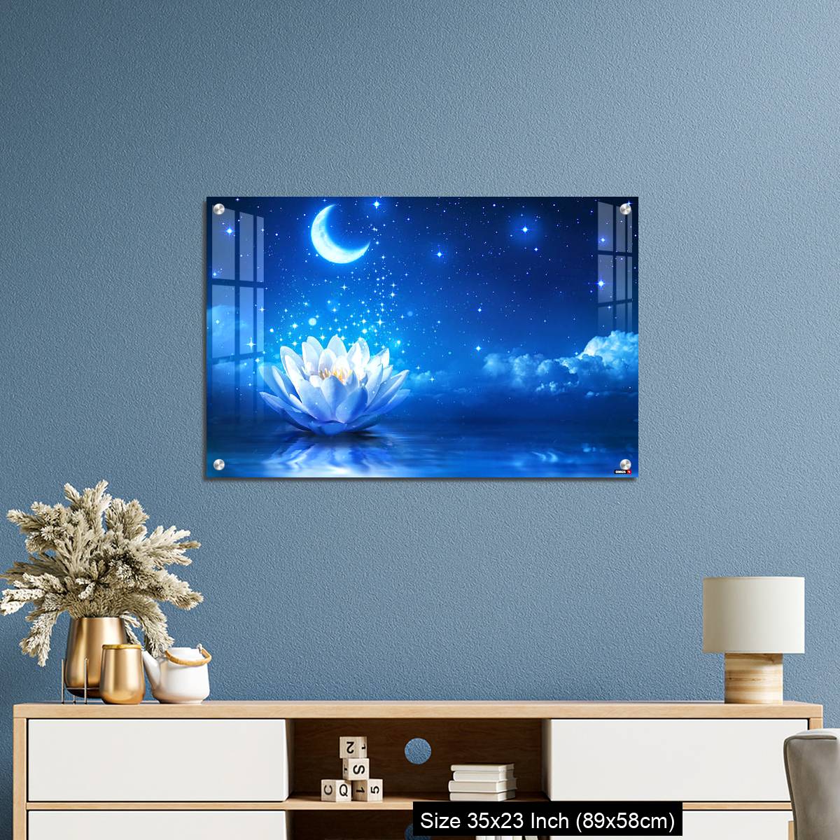 OMGs Acrylic Wall Decor – fairytale and magic blue background  - lily and moon - Image 10