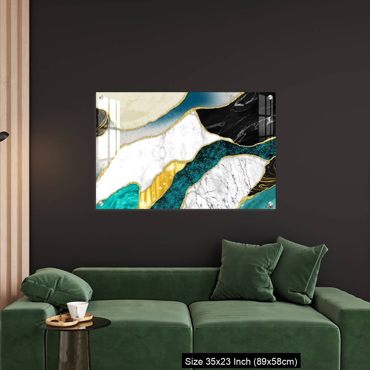OMGs Acrylic Wall Decor – Resin geode and abstract art, functional art, like watercolor geode painting. golden, blue, turquoise, black, gray, white and gray background - Image 11