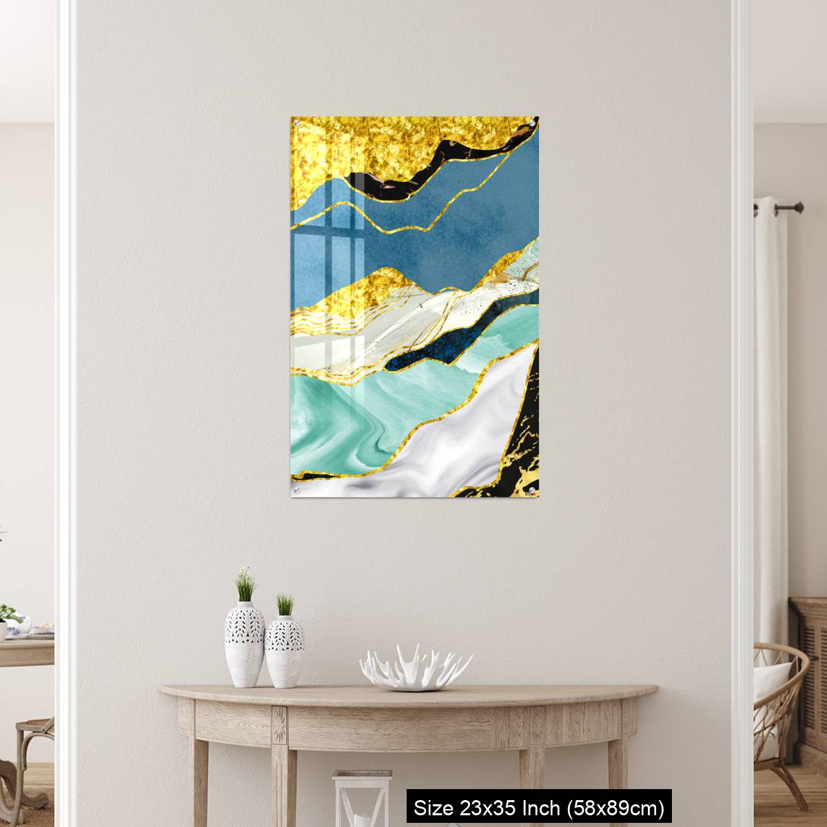 OMGs Acrylic Wall Decor – Golden, blue, turquoise, black, gray, white and gray background - Image 12