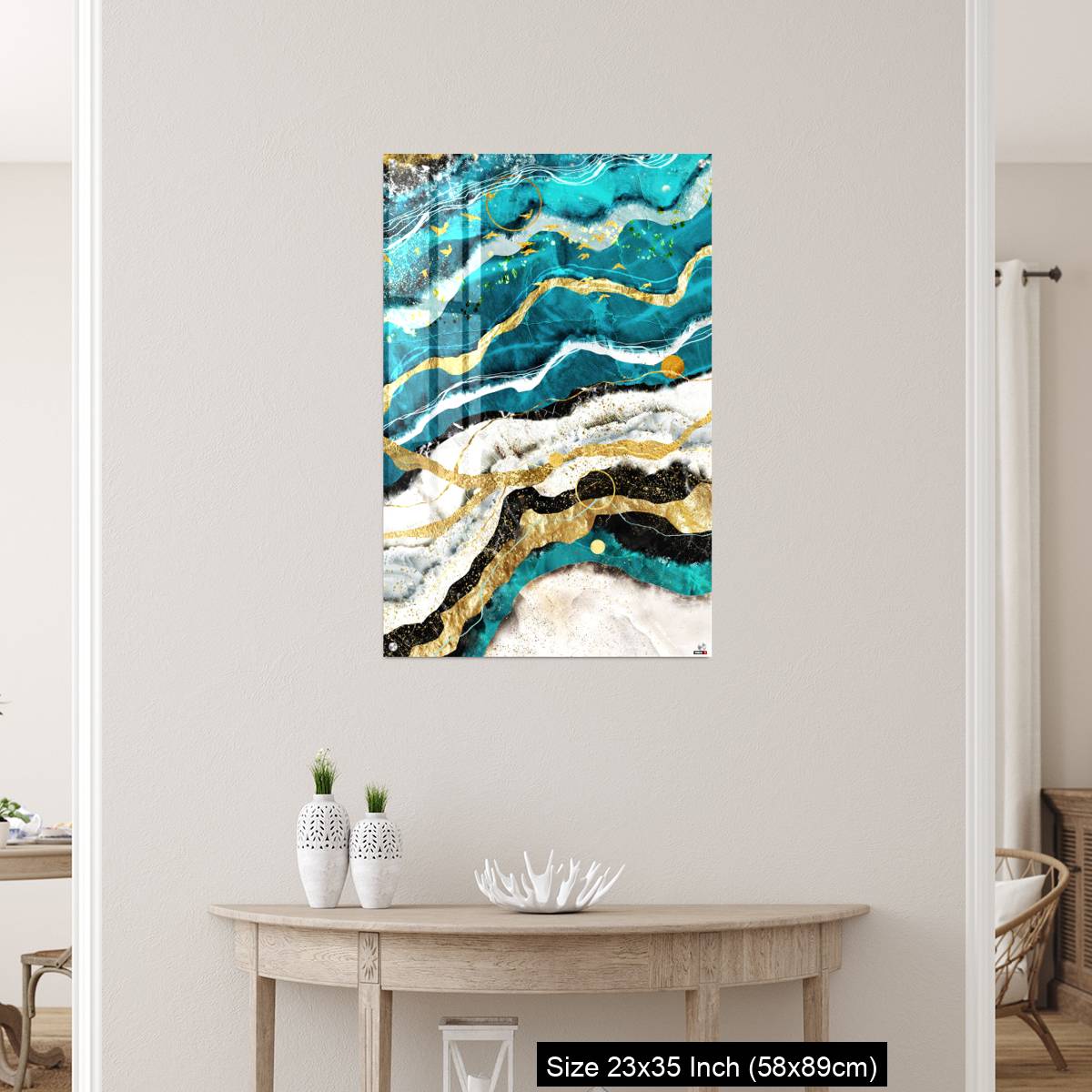 OMGs Acrylic Wall Decor – Resin geode and abstract art, functional art, like watercolor geode painting . golden and gray marble background - Image 12