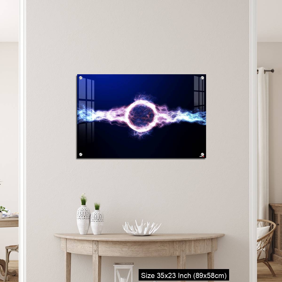 OMGs Acrylic Wall Decor – Global smart world thunder neon color light with ray light shining in space - Image 12