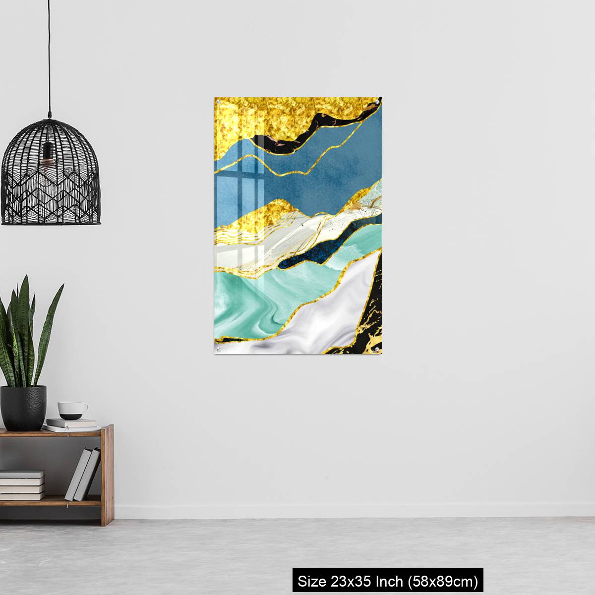 OMGs Acrylic Wall Decor – Golden, blue, turquoise, black, gray, white and gray background - Image 13