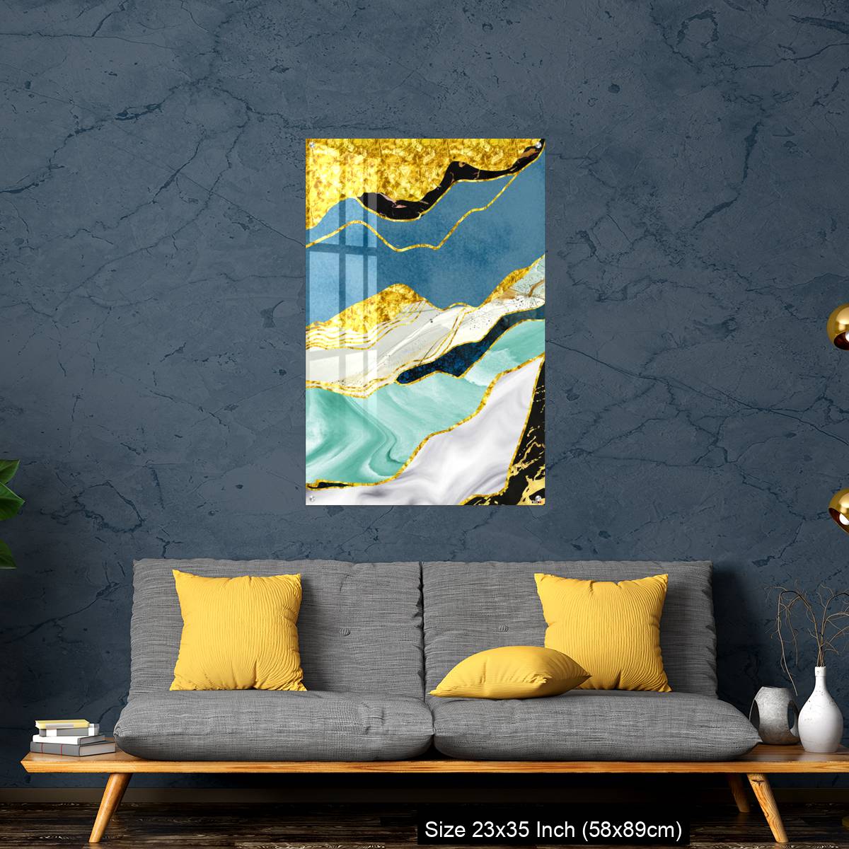 OMGs Acrylic Wall Decor – Golden, blue, turquoise, black, gray, white and gray background - Image 14