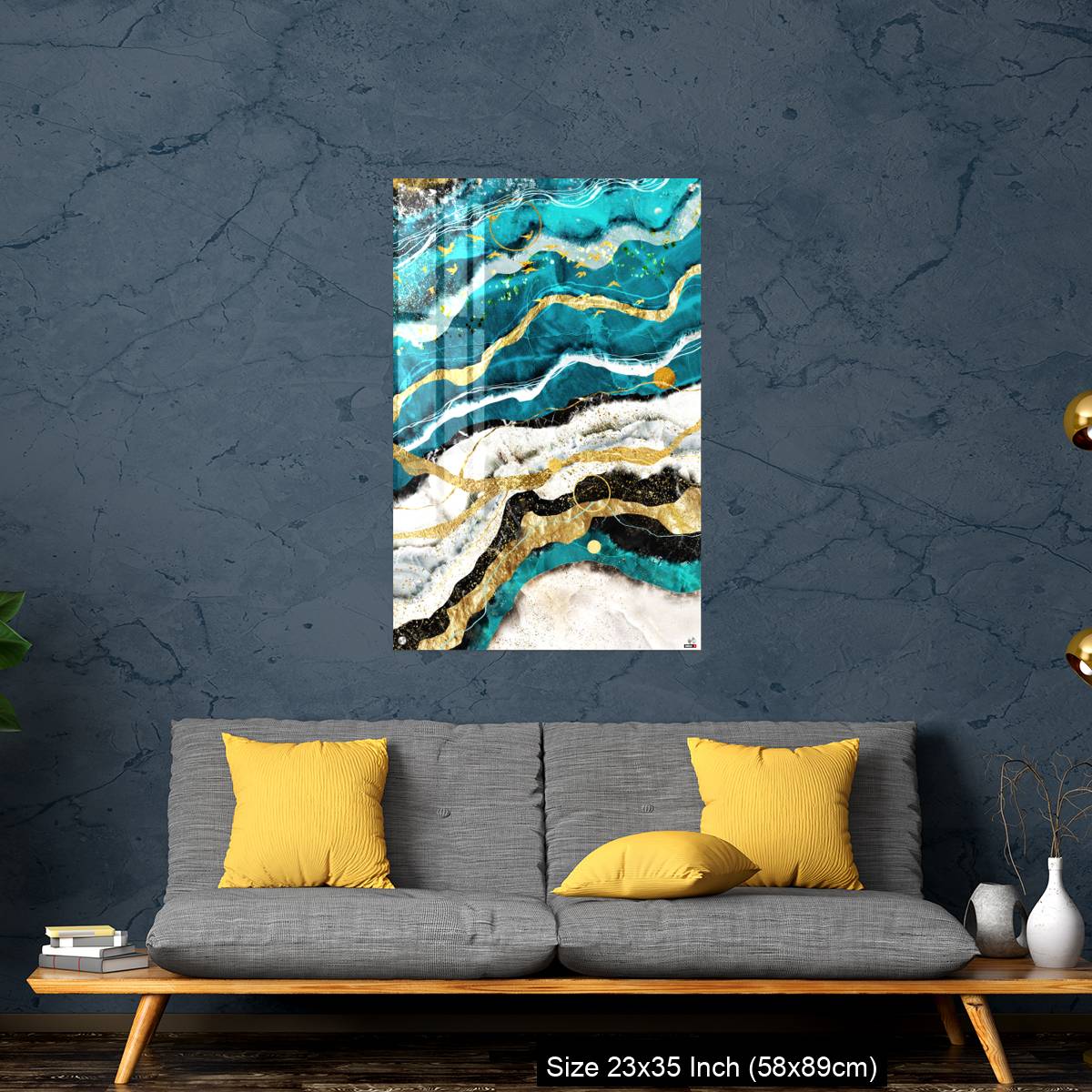 OMGs Acrylic Wall Decor – Resin geode and abstract art, functional art, like watercolor geode painting . golden and gray marble background - Image 14