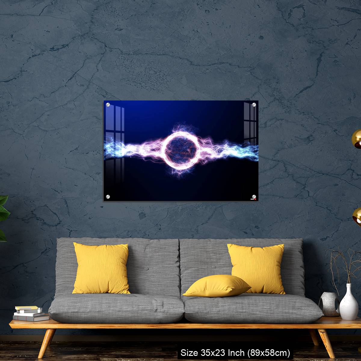 OMGs Acrylic Wall Decor – Global smart world thunder neon color light with ray light shining in space - Image 14