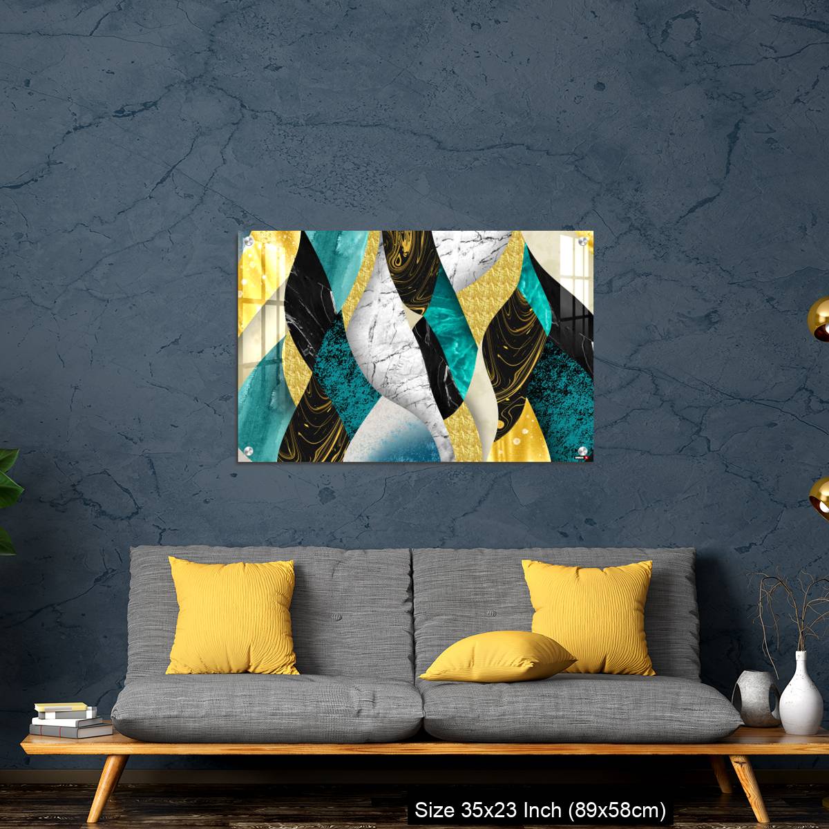 OMGs Acrylic Wall Decor – Golden, blue, turquoise, black, gray, white and gray marble background - Image 14