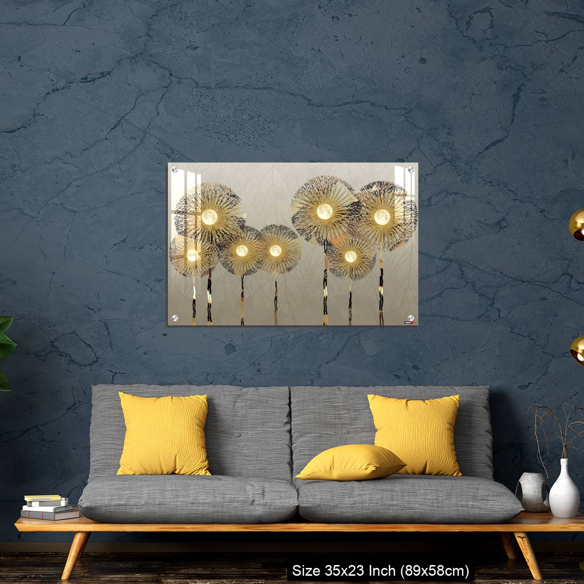OMGs Acrylic Wall Decor – Golden silhouettes dandelion in light background - Image 14