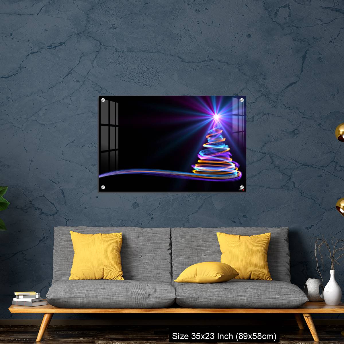 OMGs Acrylic Wall Decor – Christmas Tree From Yellow, Blue And Purple Neon Streaks - Image 14