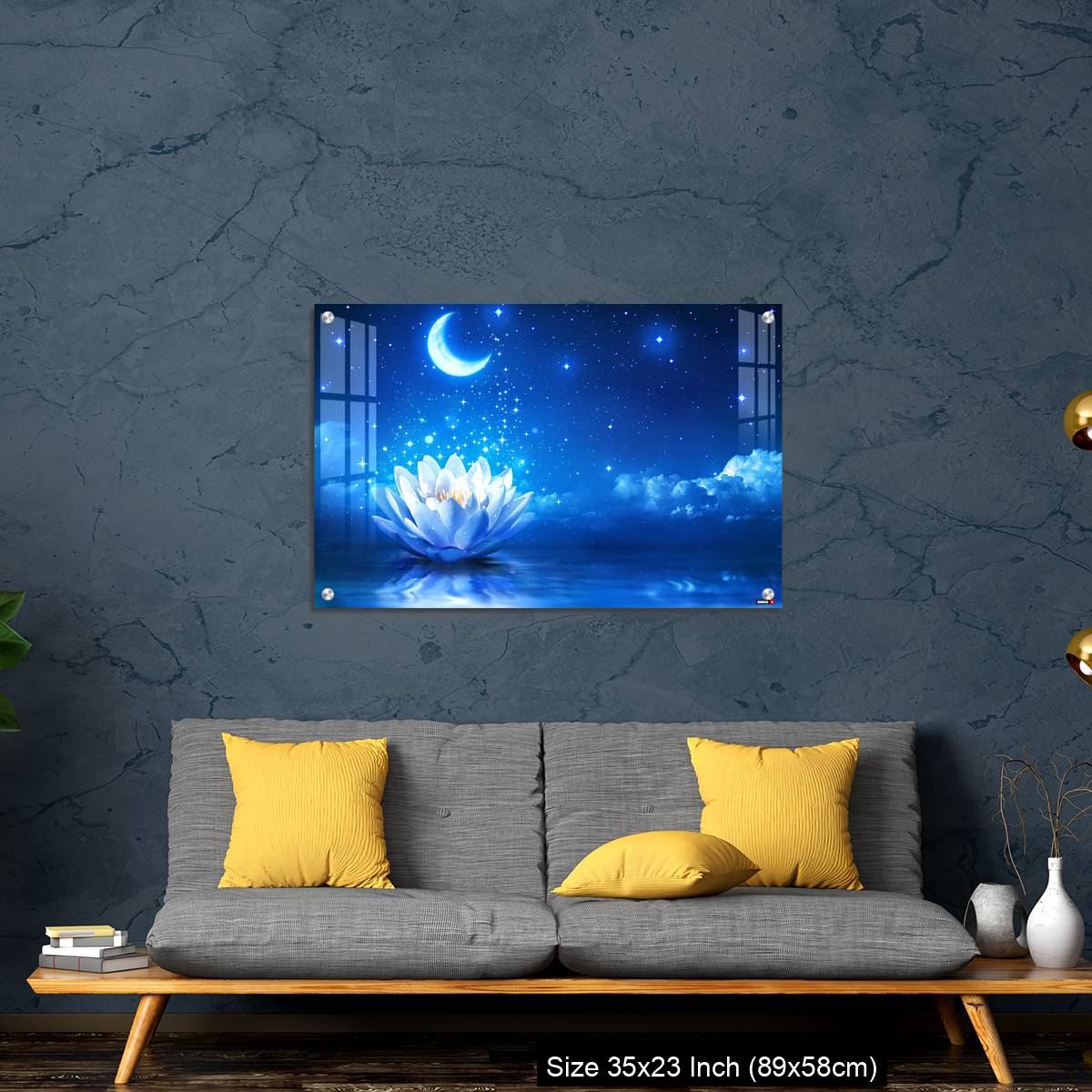 OMGs Acrylic Wall Decor – fairytale and magic blue background  - lily and moon - Image 14