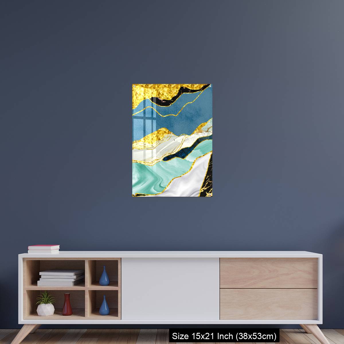 OMGs Acrylic Wall Decor – Golden, blue, turquoise, black, gray, white and gray background - Image 15