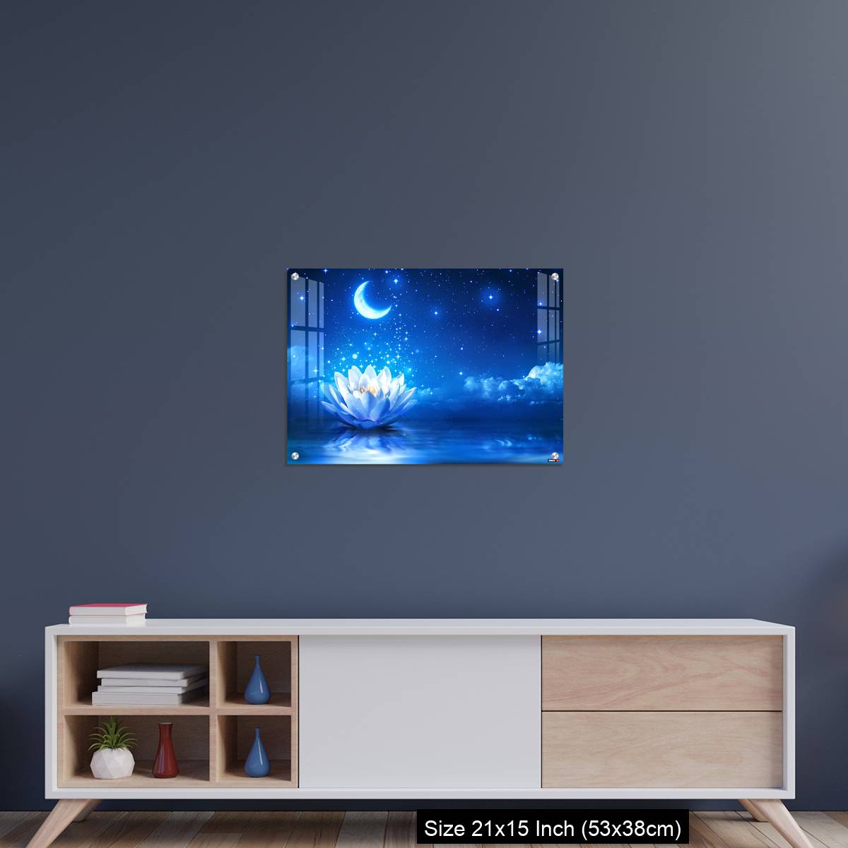 OMGs Acrylic Wall Decor – fairytale and magic blue background  - lily and moon - Image 15