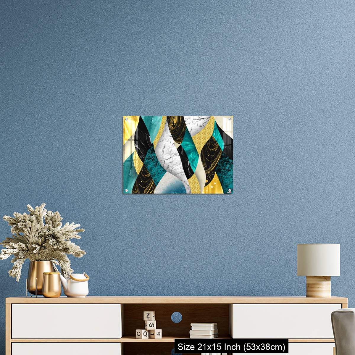 OMGs Acrylic Wall Decor – Golden, blue, turquoise, black, gray, white and gray marble background - Image 17