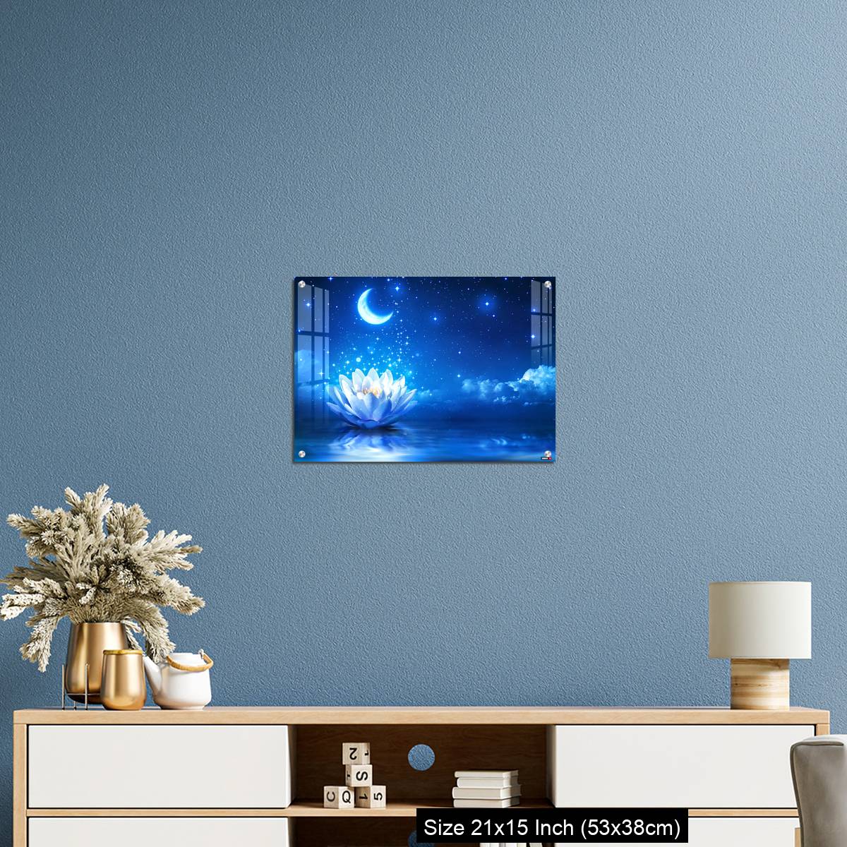 OMGs Acrylic Wall Decor – fairytale and magic blue background  - lily and moon - Image 17