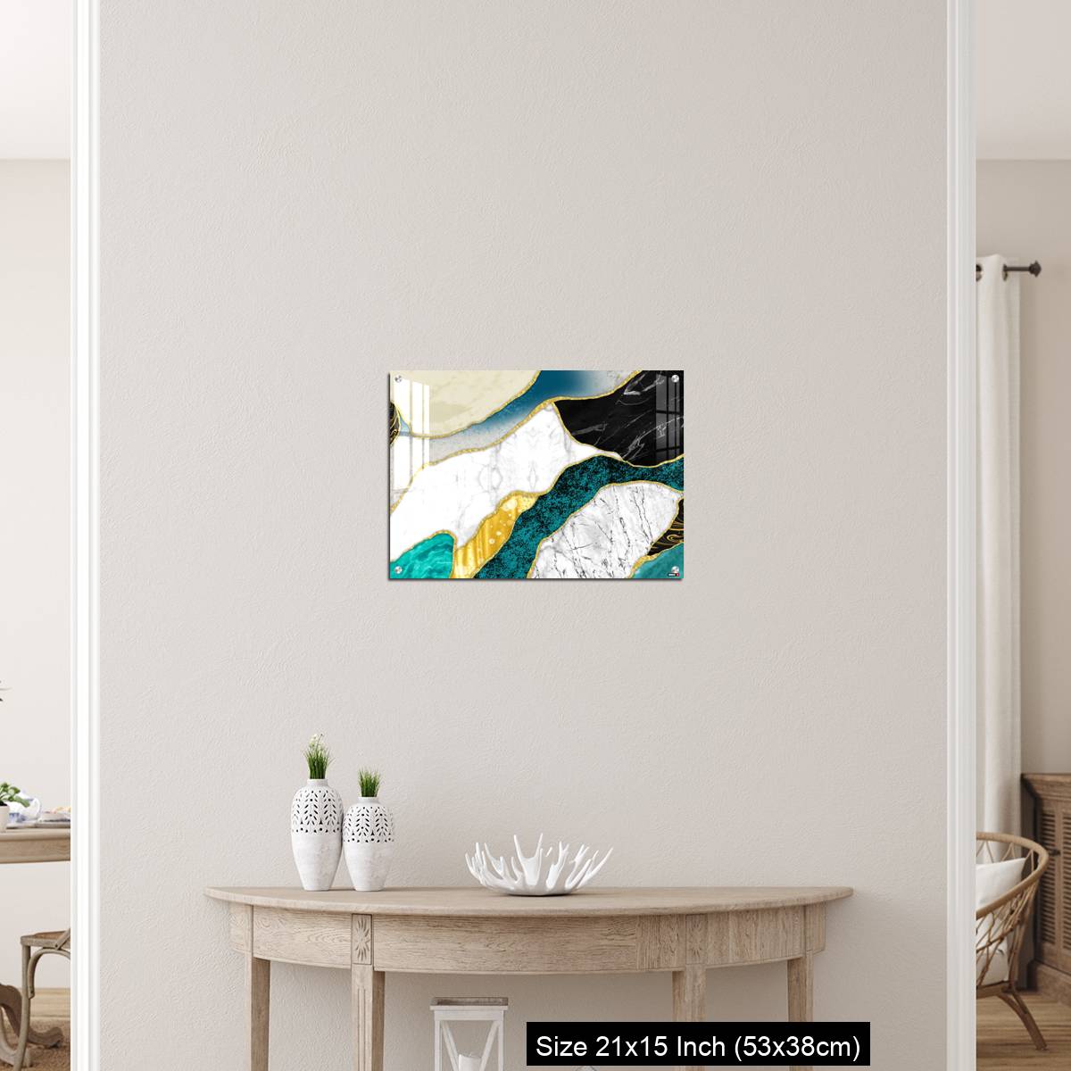 OMGs Acrylic Wall Decor – Resin geode and abstract art, functional art, like watercolor geode painting. golden, blue, turquoise, black, gray, white and gray background - Image 19