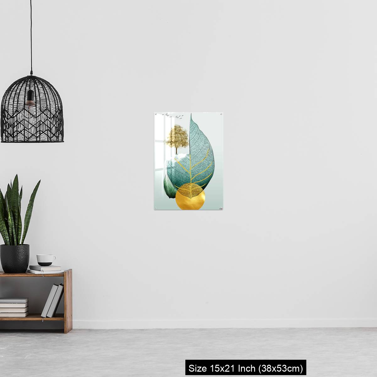 OMGs Acrylic Wall Decor – Gray background golden tree and birds , mountains tree leaf and white clouds . - Image 20