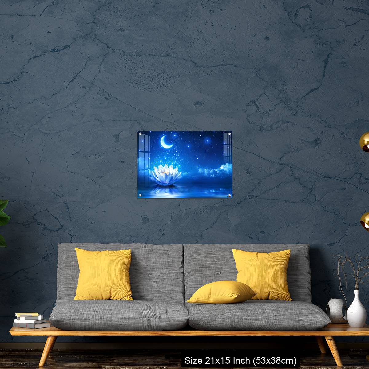 OMGs Acrylic Wall Decor – fairytale and magic blue background  - lily and moon - Image 21