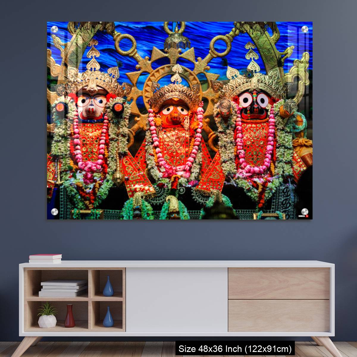 OMGs Acrylic Wall Decor – Idols of Jagannath Balaram Suvadra at Rath Yatra Festival during Night.
