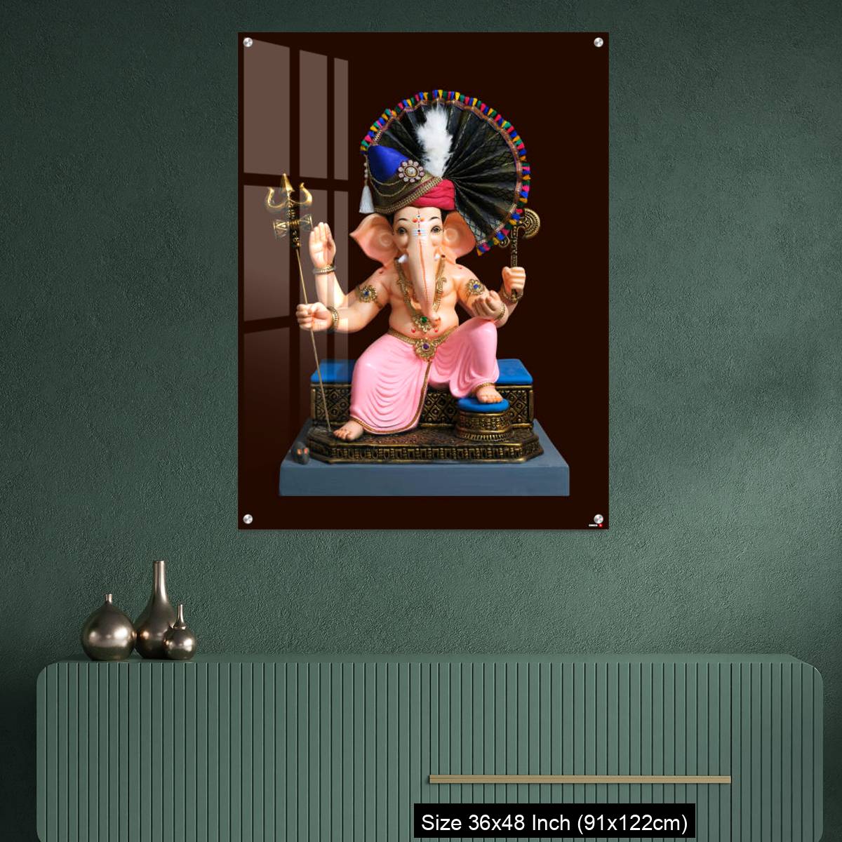 OMGs Acrylic Wall Decor – Hindu God Ganesha on brown background, Ganesha Idol. - Image 2