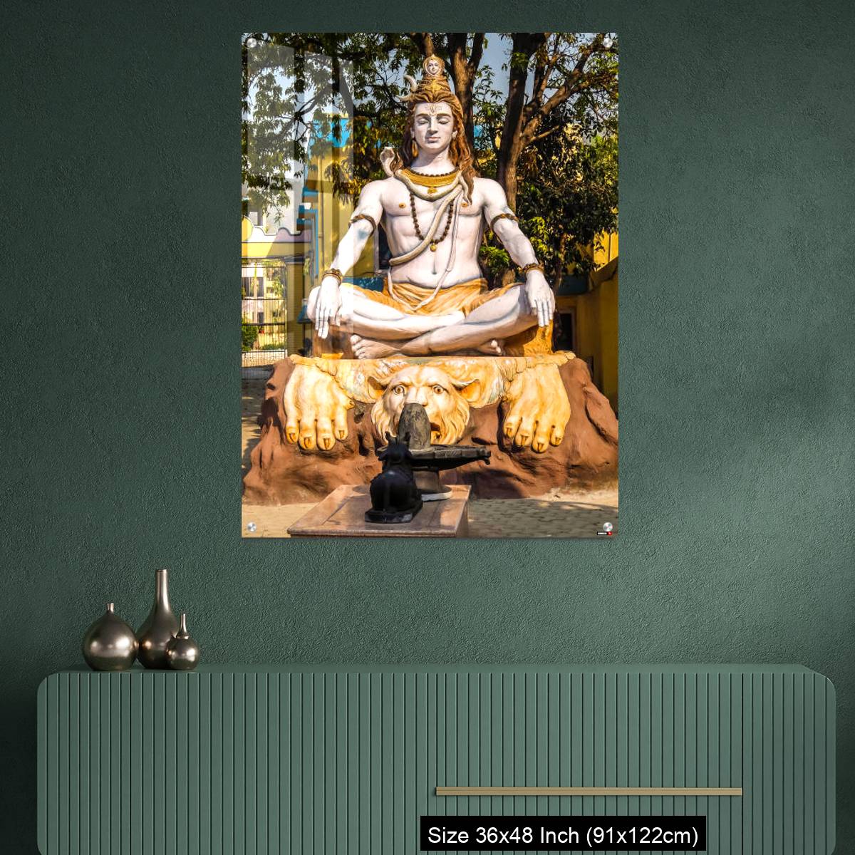 OMGs Acrylic Wall Decor – Statue of Shiva sitting in meditation on the riverbank of Ganga in Rishikesh. - Image 2