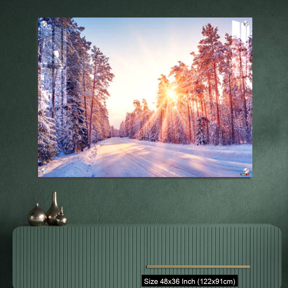OMGs Acrylic Wall Decor – Beautiful view of the sunrise in the morning on the country snowy road. - Image 2