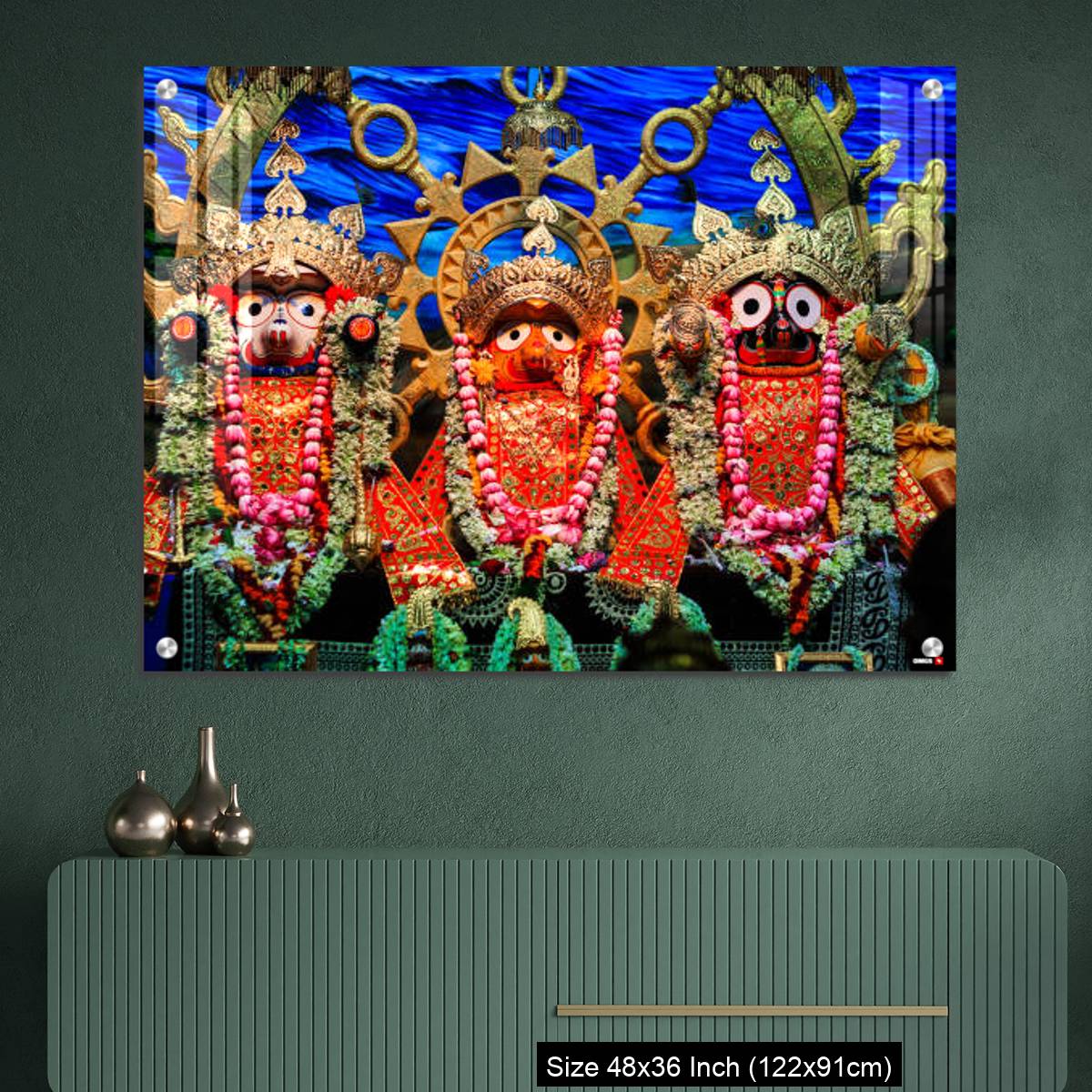 OMGs Acrylic Wall Decor – Idols of Jagannath Balaram Suvadra at Rath Yatra Festival during Night. - Image 2