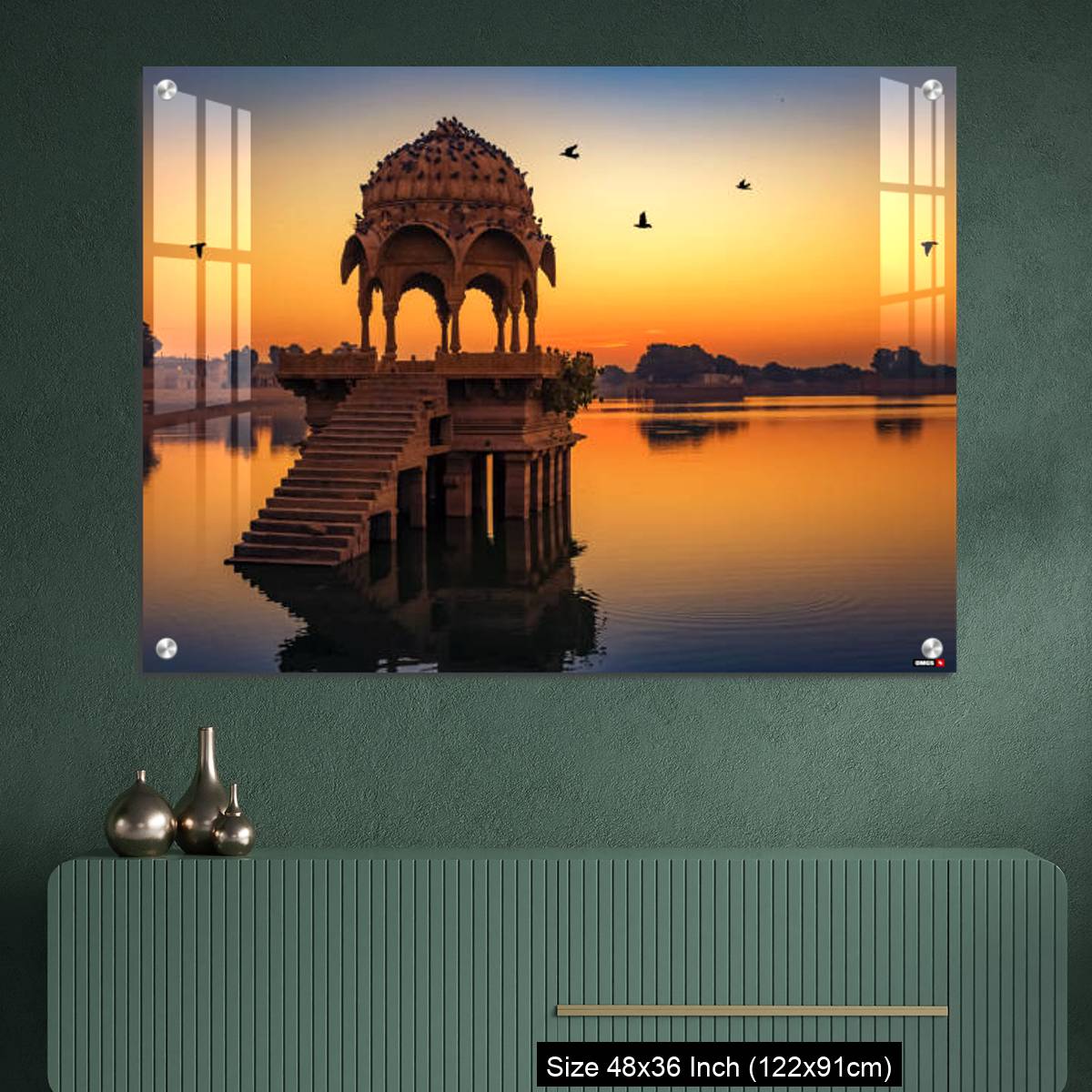 OMGs Acrylic Wall Decor – Gadisar lake at Jaisalmer Rajasthan at sunrise with ancient temples - Image 2