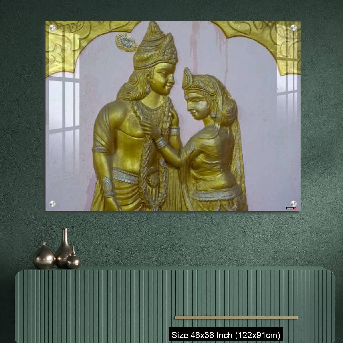 OMGs Acrylic Wall Decor – Sri Krishna and rukmani marriage a wall art image - Image 2